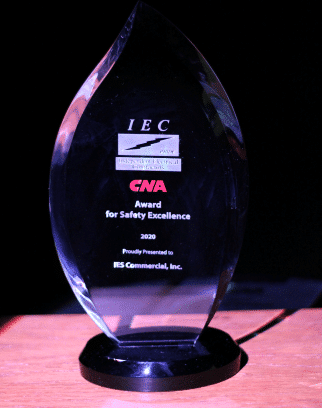 Upclose image of glass IEC award for safety excellence